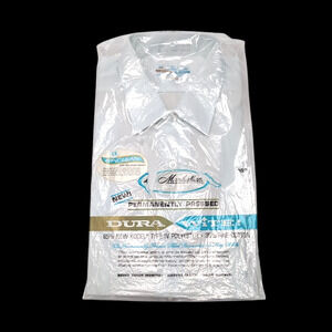 VTG Manhattan‎ Uniform Short Half Sleeve Shirt 15 1/2 M Dura White Zip Clean NEW